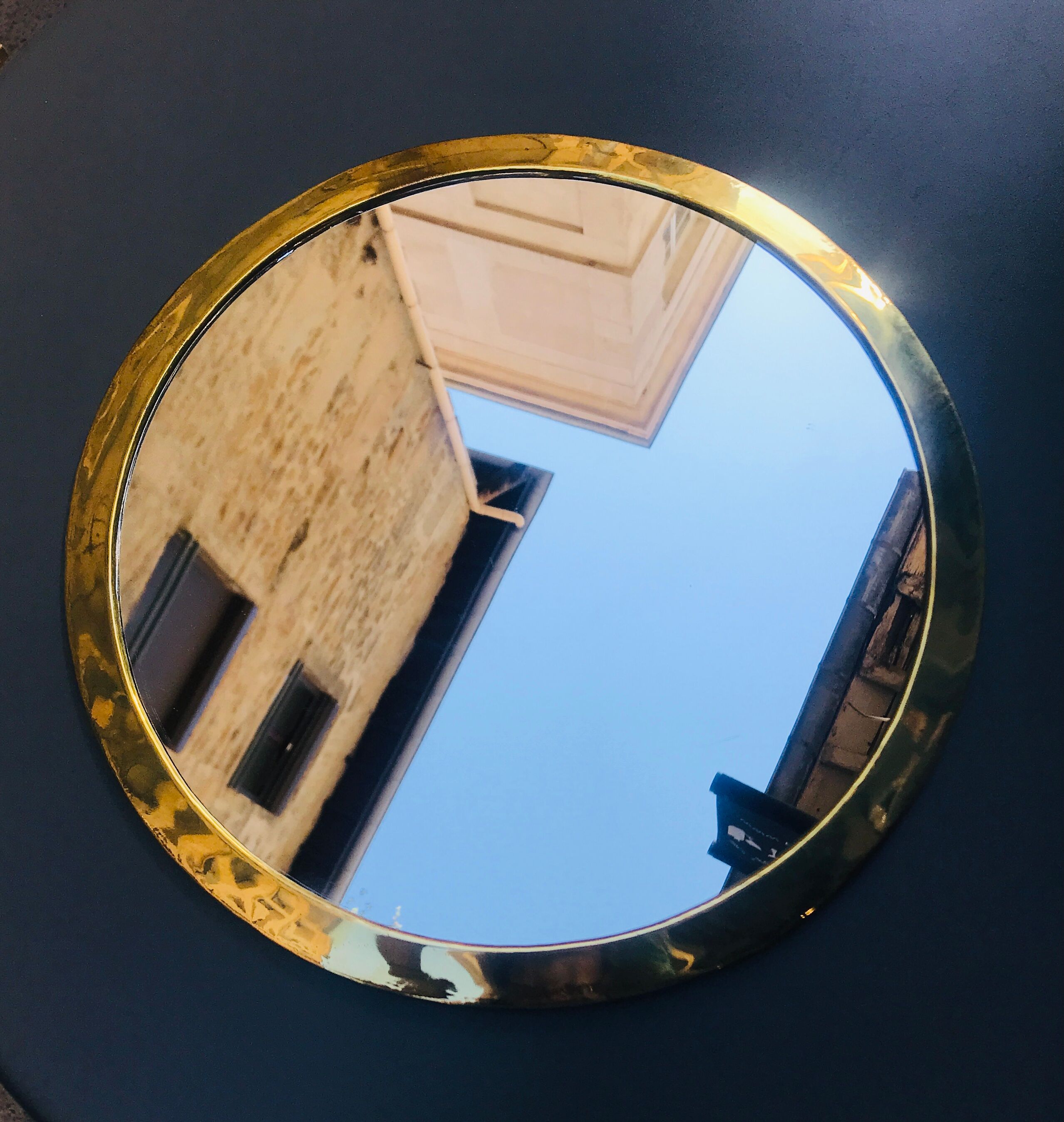 Round brass mirror 32 cm