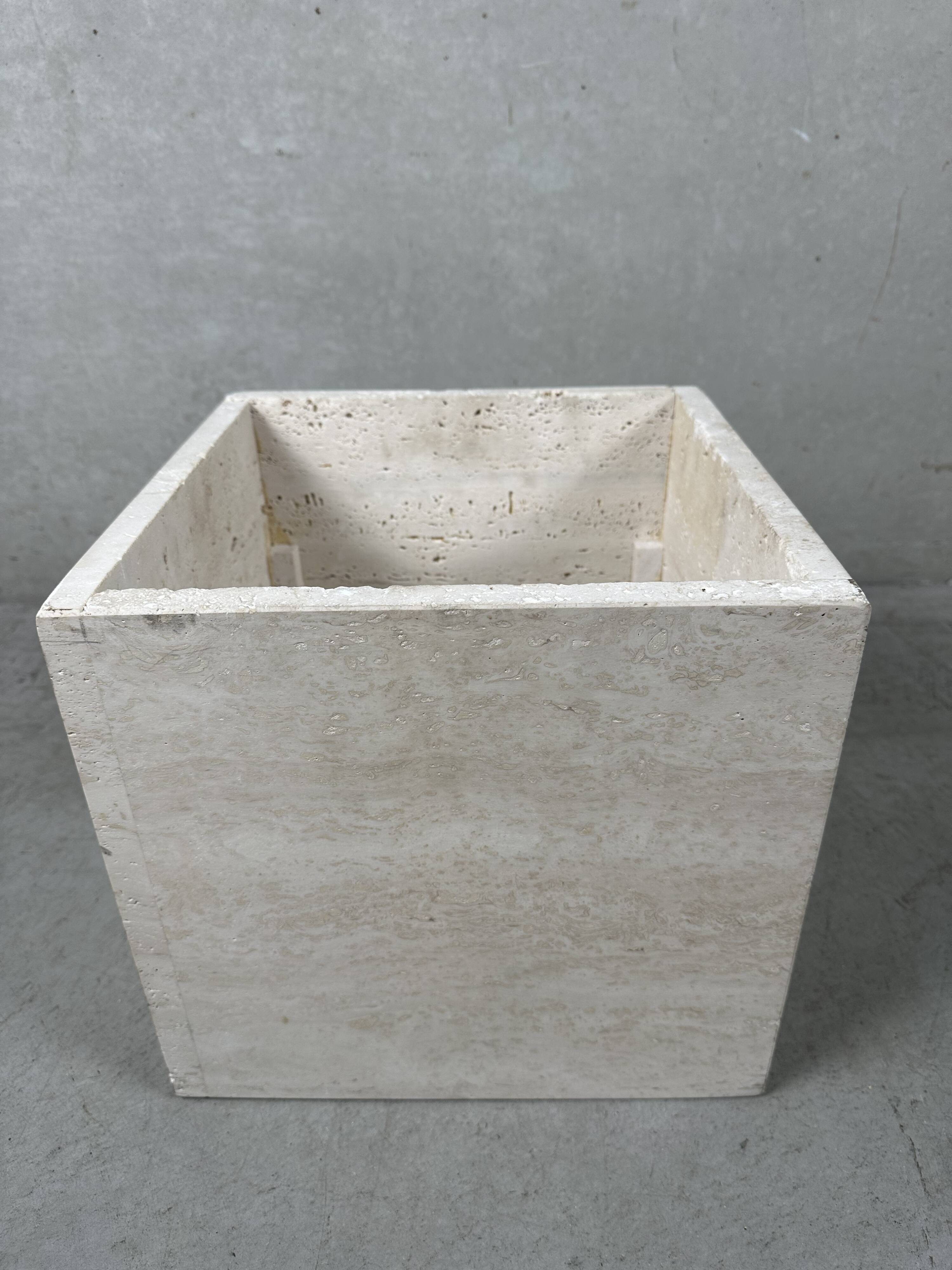 Vintage coffee table / side table – travertine and brass