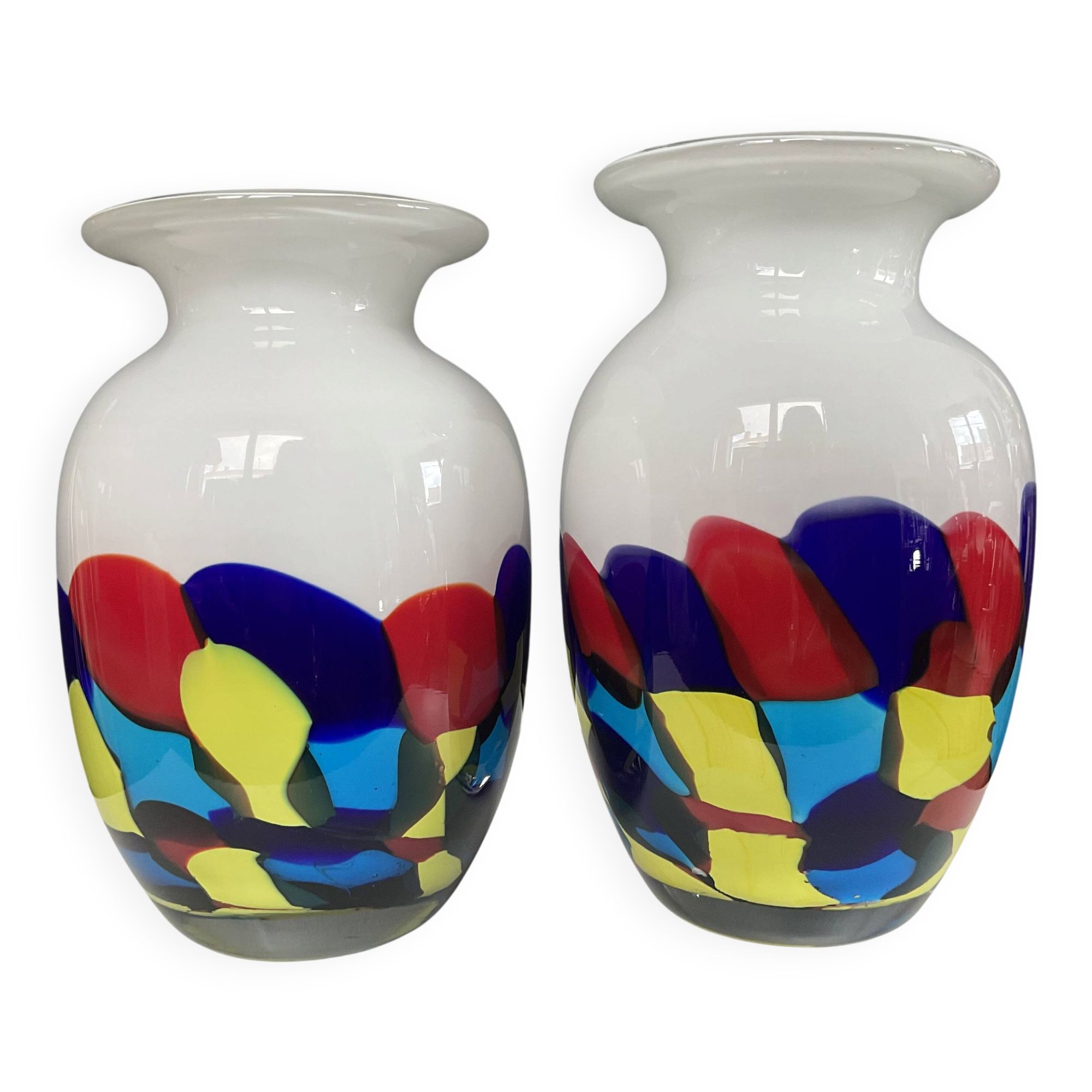 Duo de vases vintage en pâte de verre Murano