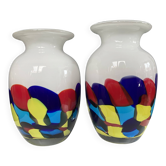 Duo de vases vintage en pâte de verre Murano