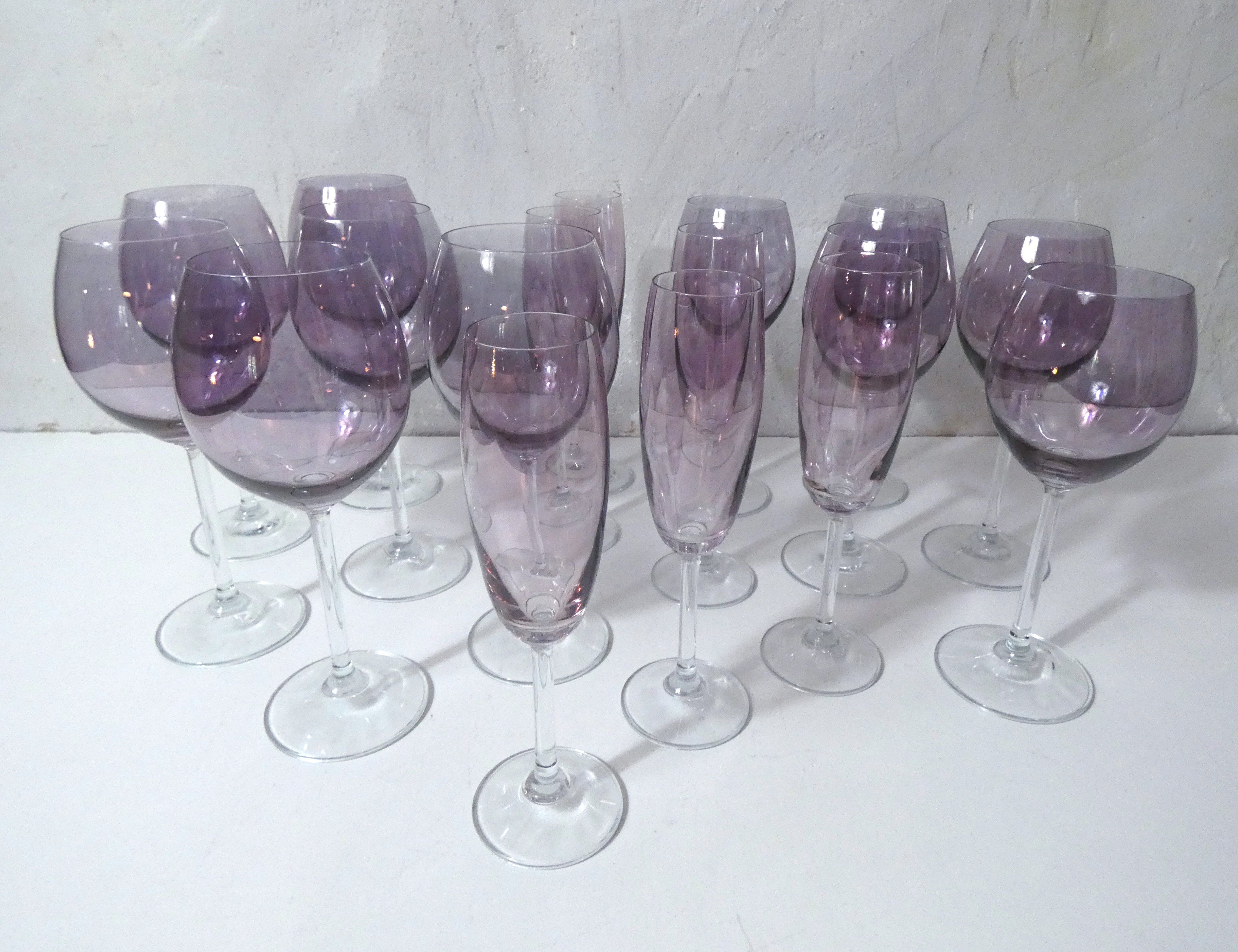 17 amethyst crystal glass goblets