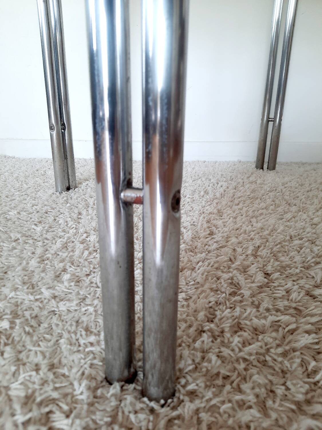 Space Age dining table smoked glass - chrome 70's