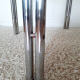 Space Age dining table smoked glass - chrome 70's