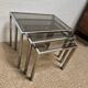 Set of 3 vintage nesting tables – Chrome metal & smoked glass