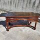 Bureau style empire double face en acajou 5 tiroirs 2 tirettes plateau cuir
