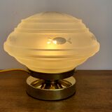 Lampe à poser globe vintage en verre dépoli