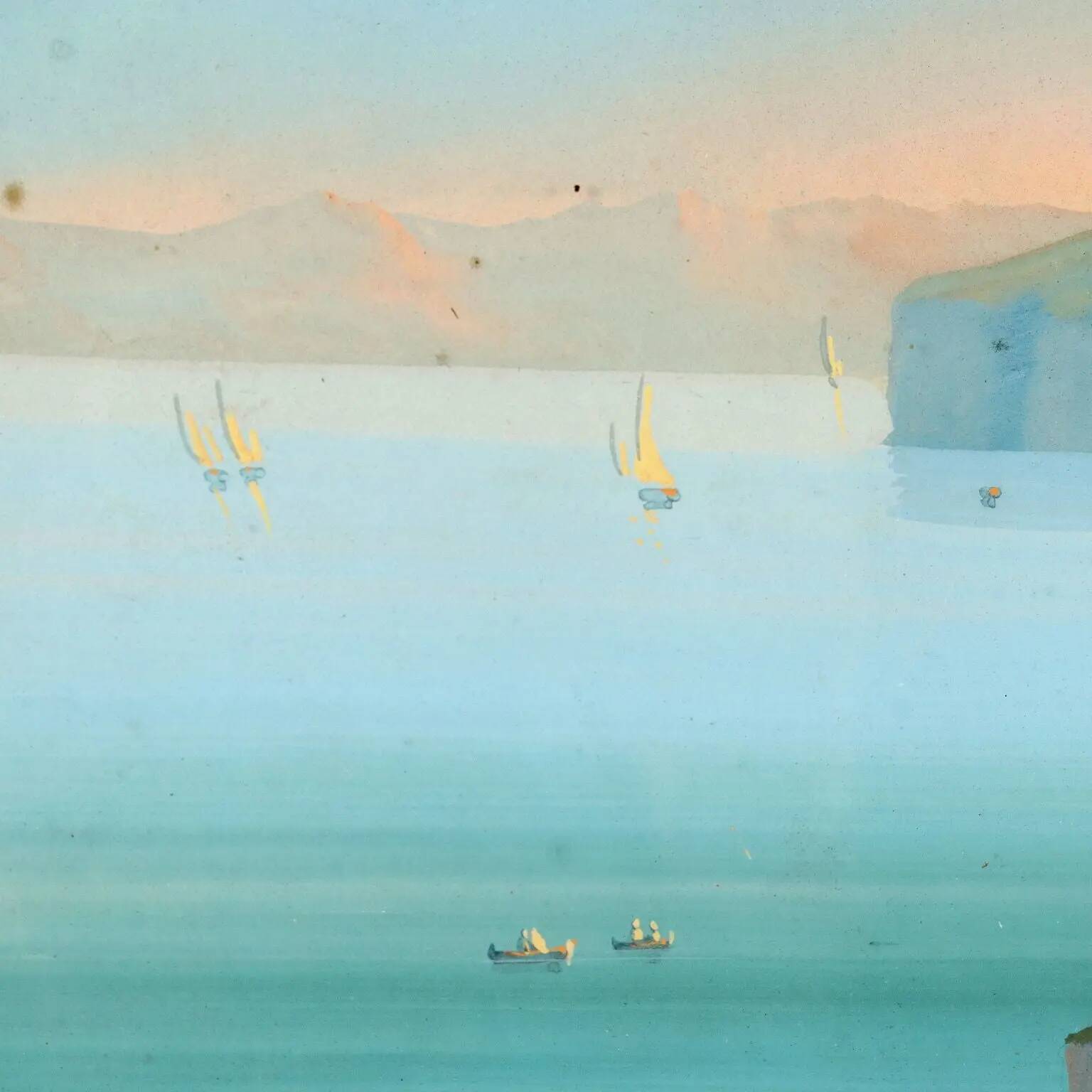 Peinture ancienne gouache avec vue sur Sorrente XIXe siècle
