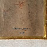 Painting "Portrait of a woman" circa 1945 signed Piero Cirio