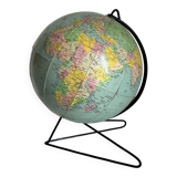 Vintage 1960 globe terrestrial world map Girard Barrère - 33 cm