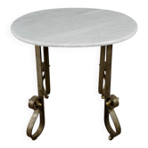 Art Deco dessert table with an oval marble top.
