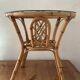Table basse vintage en rotin et verre
