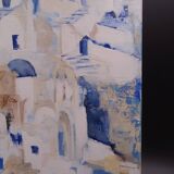 The Greek village - Pastel blue and ochre tones - Signed dated