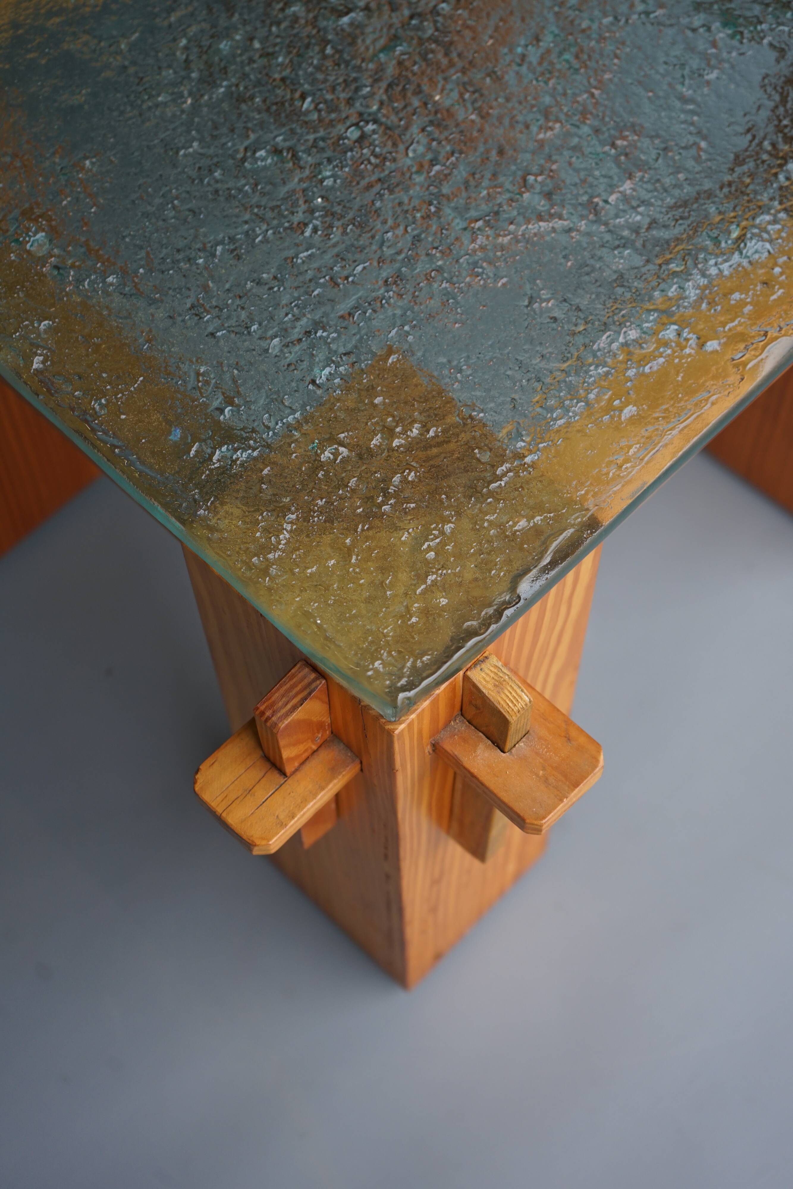 Vintage Pine Brutalist Coffee Table, 1970s