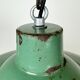 Industrial french green enamel factory lamp, 1960s