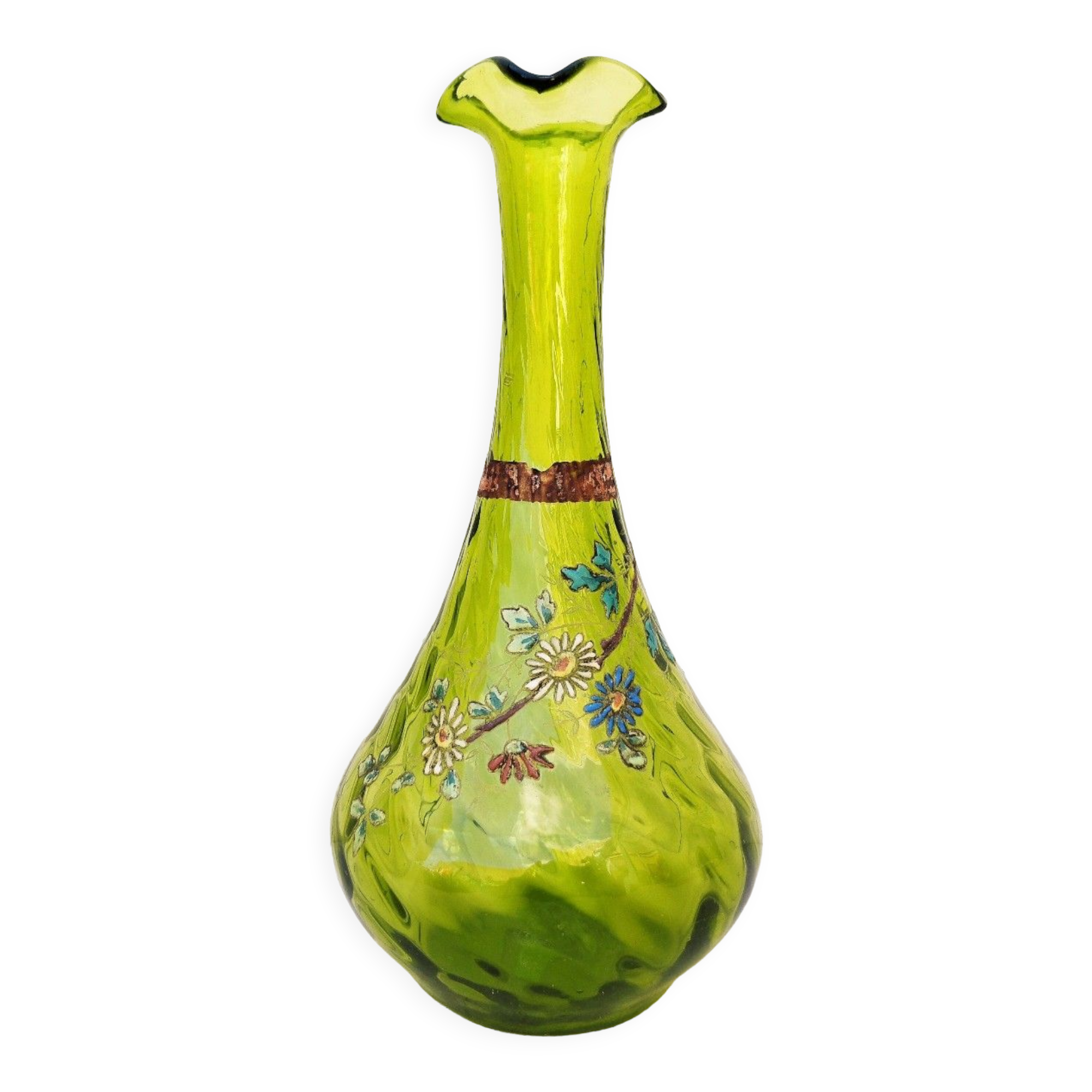 Vase soliflore fleurs émaillées vintage