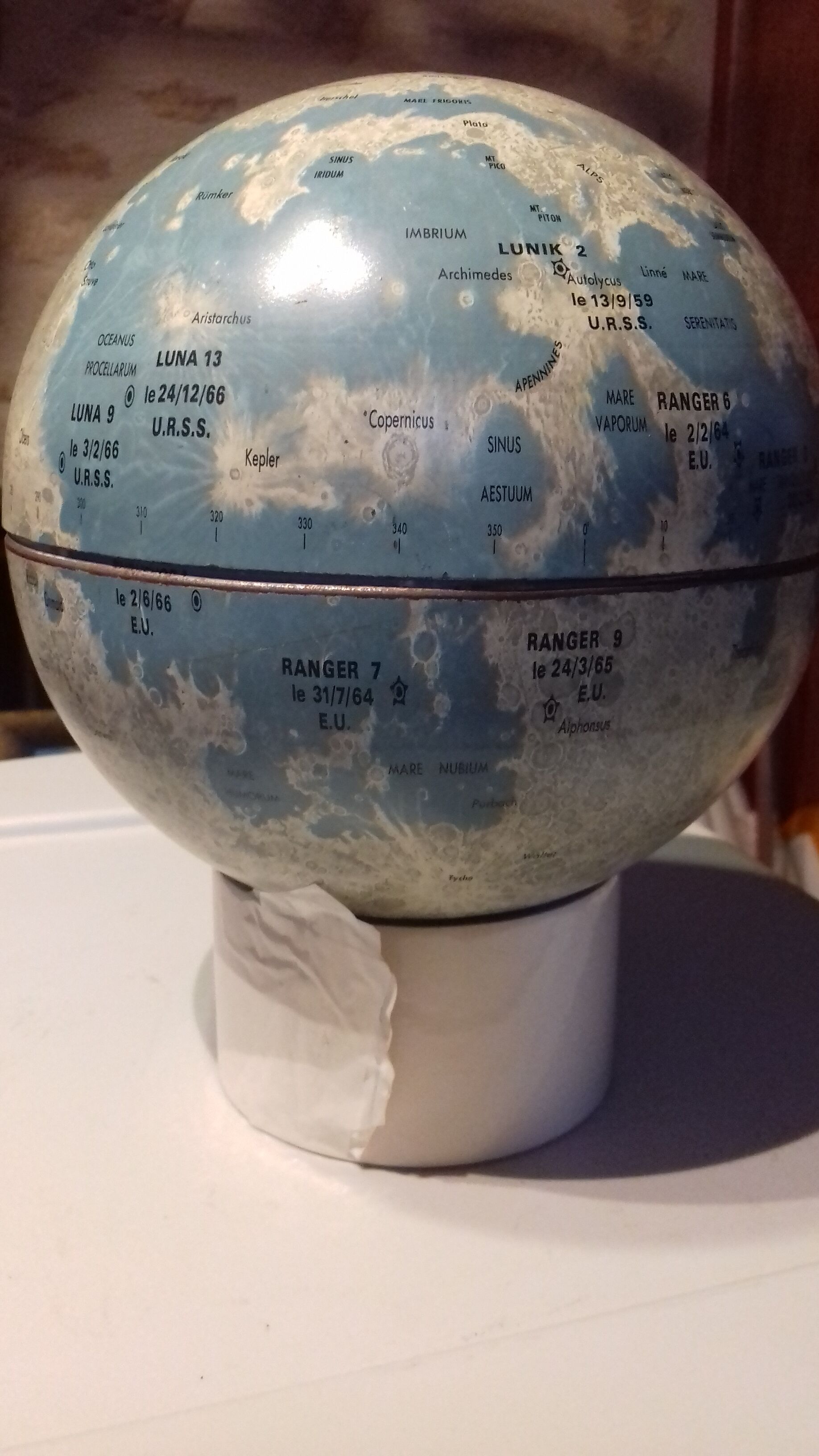 Silver lunar globe vintage 1966