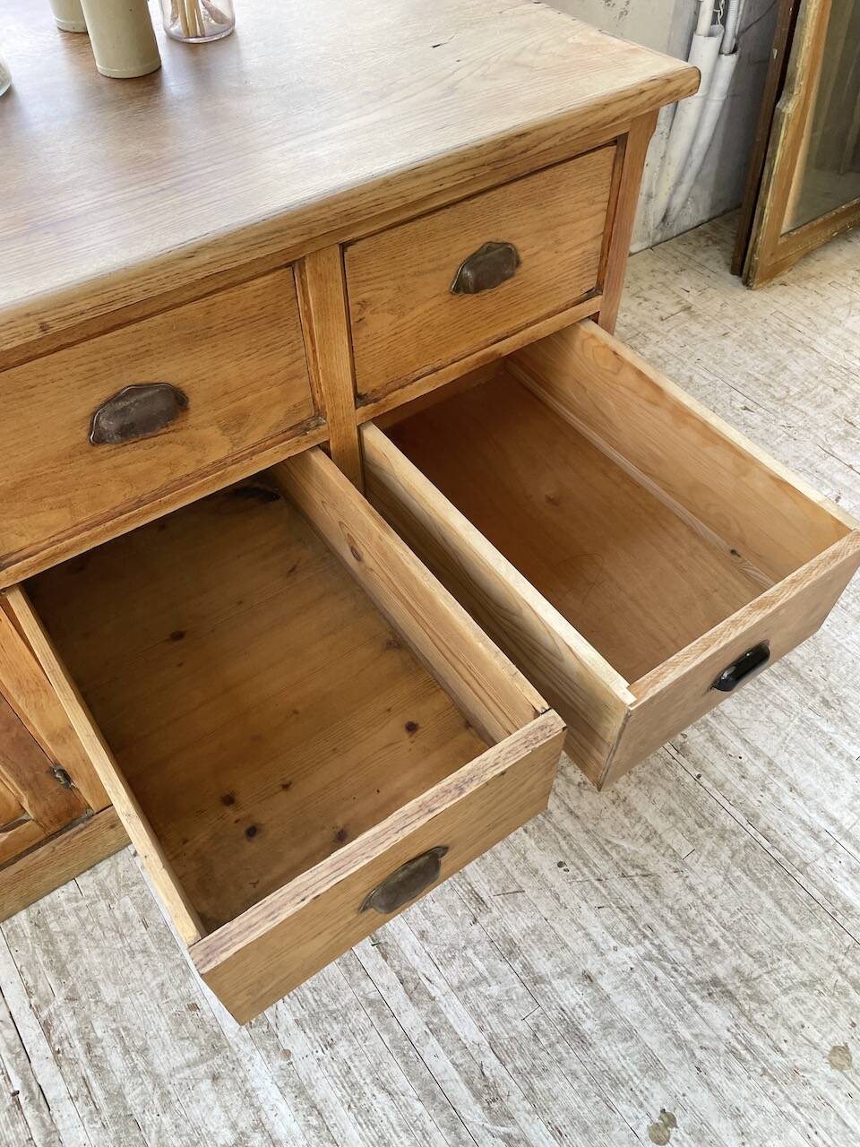 XXL solid oak counter sideboard