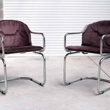 Pair of vintage chrome chairs style Rinaldi