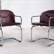 Pair of vintage chrome chairs in Rinaldi style