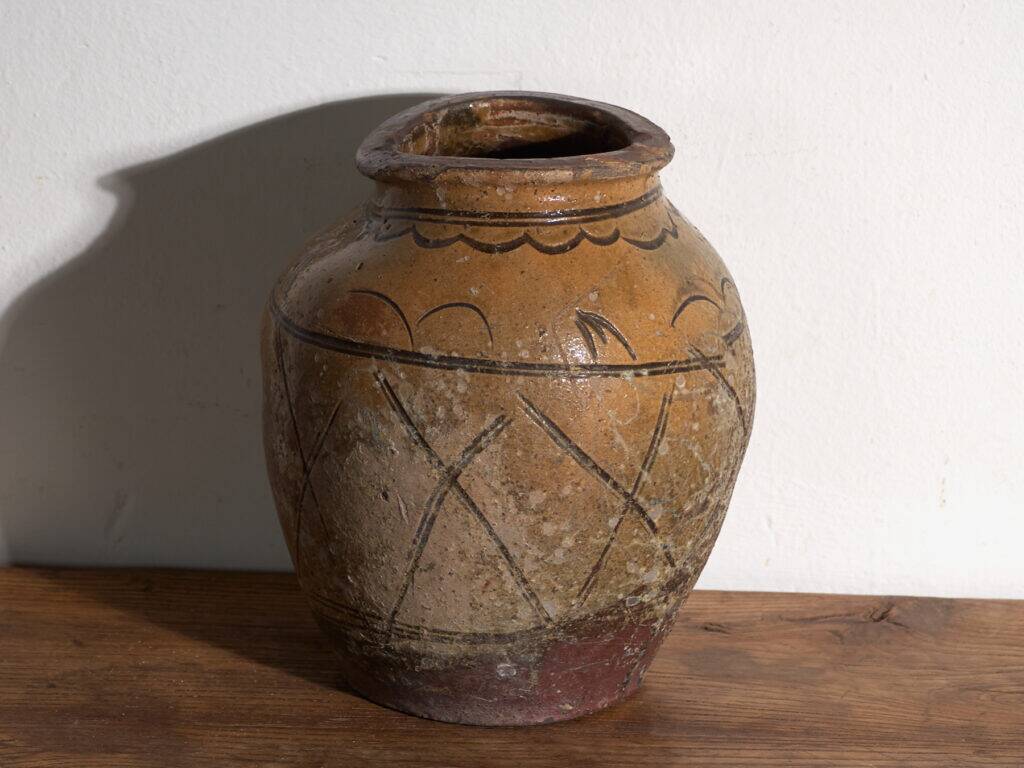 Vase ancien chinois en grès émaillé – Chine, vers 1890
