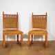 Velvet and carved wood chairs, 70s. Game of 2
