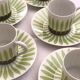 Vintage coffee porcelain service, Haviland Limoges, stylized grass décor