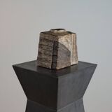 Rare cubist-painted artistic ceramic vase by Gerhard Liebenthron.