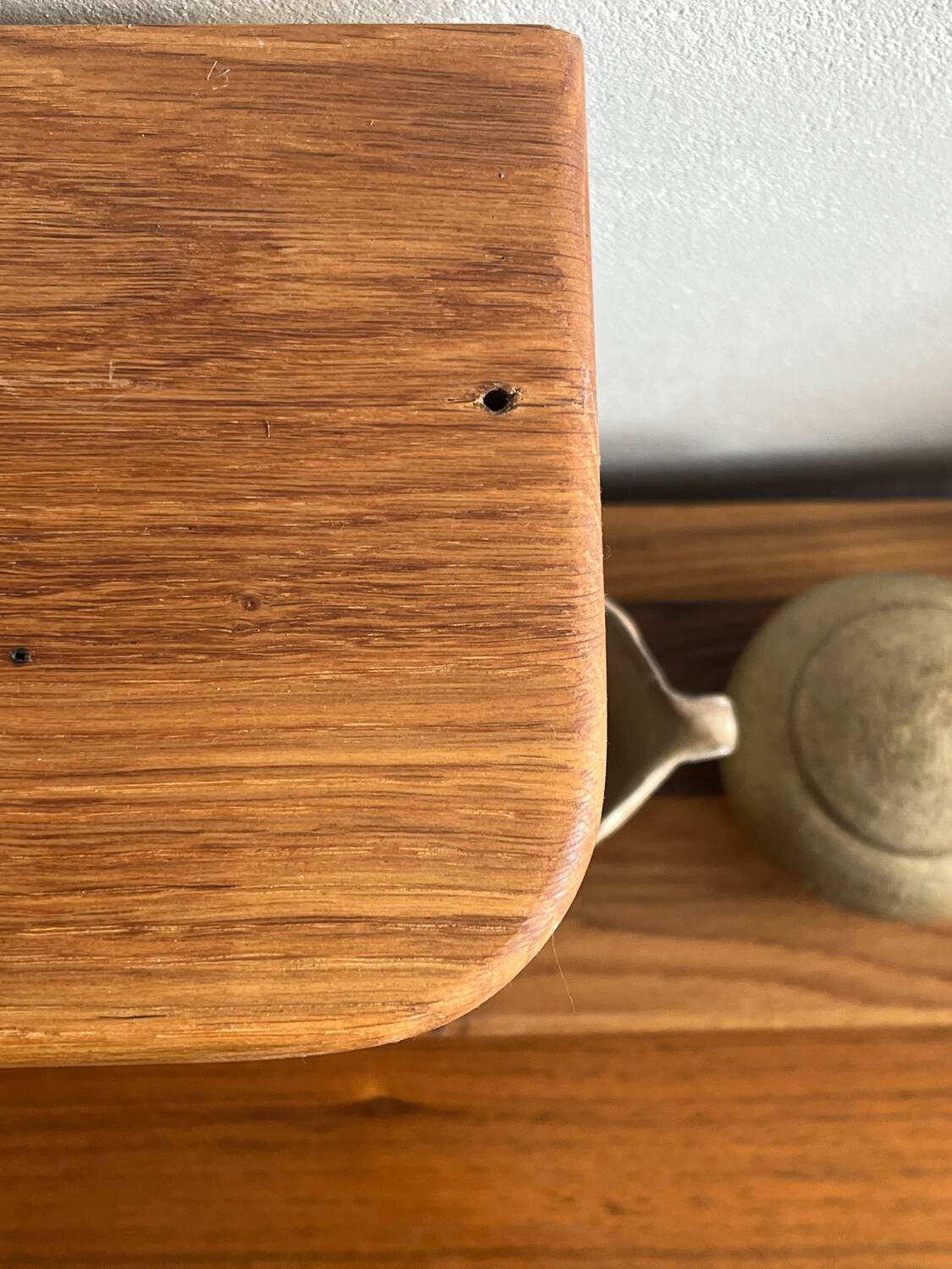 Stained wooden shelf