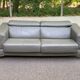 Canapé contemporain 3 places en cuir de buffle gris 200cm