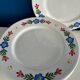 Set of 3 flat plates and 5 dessert plates with flower decoration, Tulowice Poland