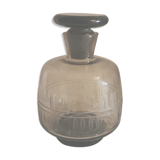 Vintage carafe smoked glass engraved decoration