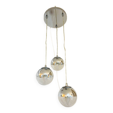 Suspension triple sphères chromées – esprit années 70
