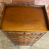 Antique louis xv style weekly chest wood 7 drawers & vintage metal handles