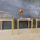 Vintage lancel house, 3 ends of sofa / side tables, in gilded brass bamboo way tbe.