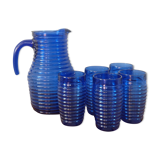 Service 1 pitcher or decanter and 5 midnight blue glasses