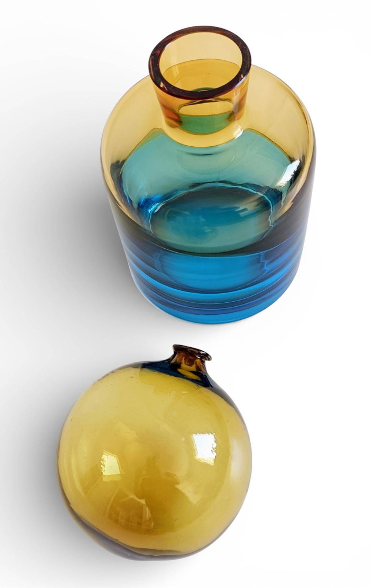 Sommerso Murano Art Glass Bottle In The Style of Flavio Poli for Seguso