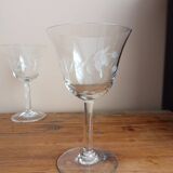 Set of 6 engraved glass stemware glasses
