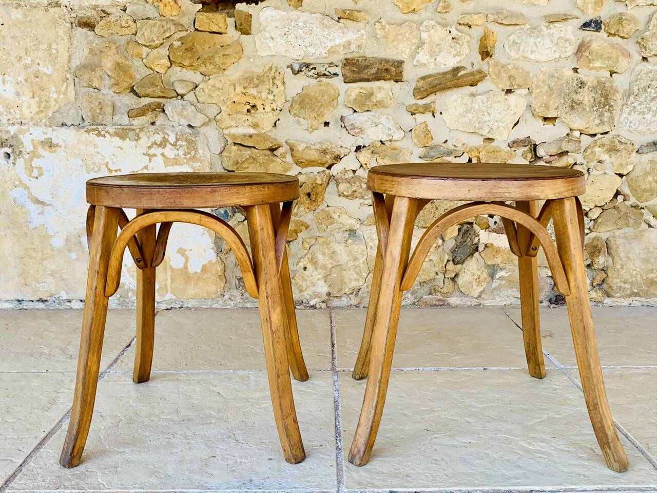 Pair of Vintage Baumann Stools, Model 92, Circa 50s/60s