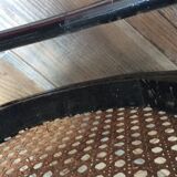 Chaise bistrot Thonet en bois noir et cannage