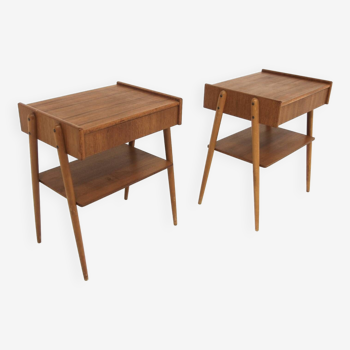 Set de 2 tables de chevet scandinave en teck, Carlström, Suède, 1960