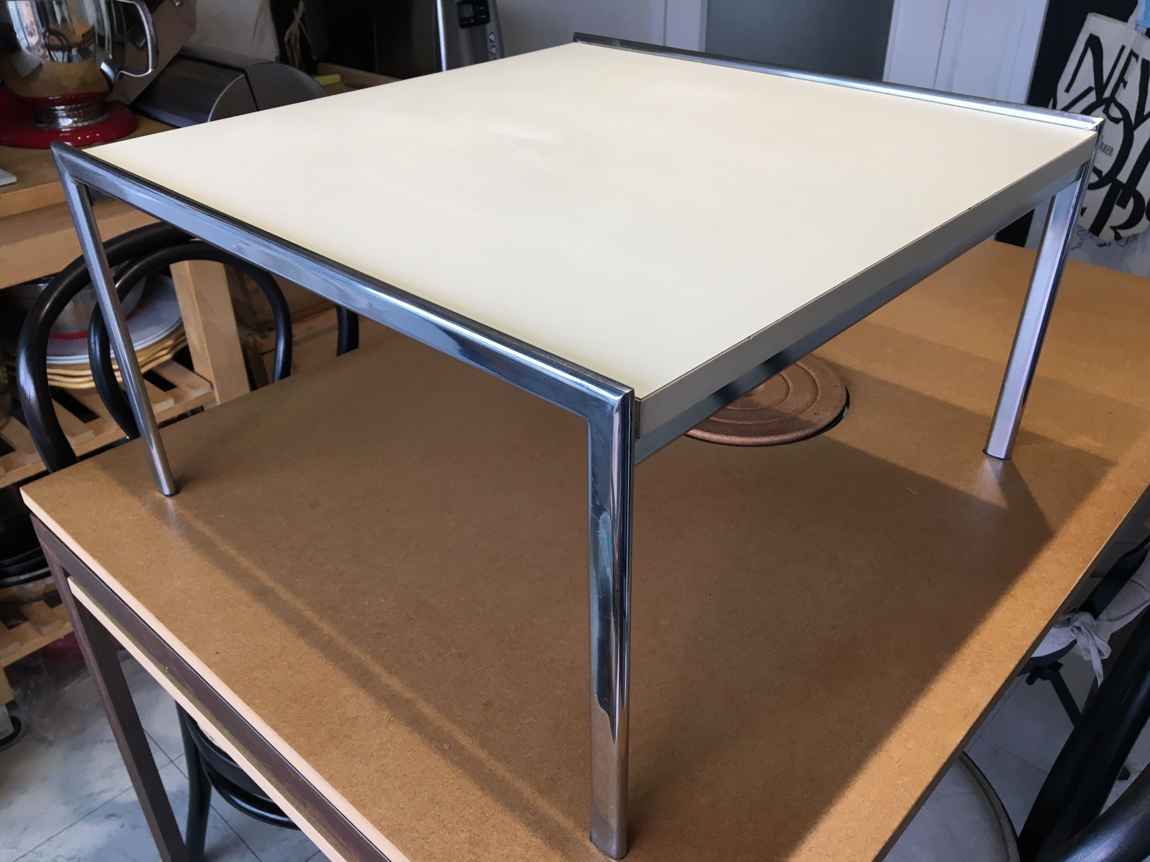 Vintage 80s chrome coffee table