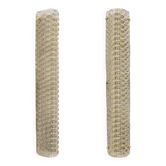 Pair of Modern Italian Brass and Murano Glass Textured Light Beige Sconces