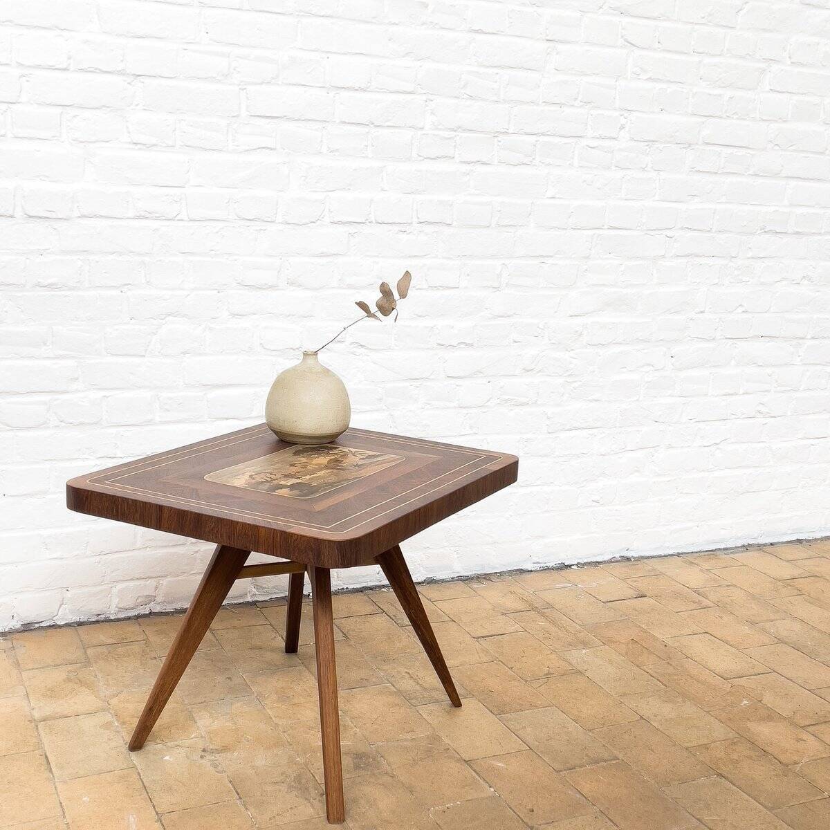 Wooden Coffee Table with Inlay, 1940s