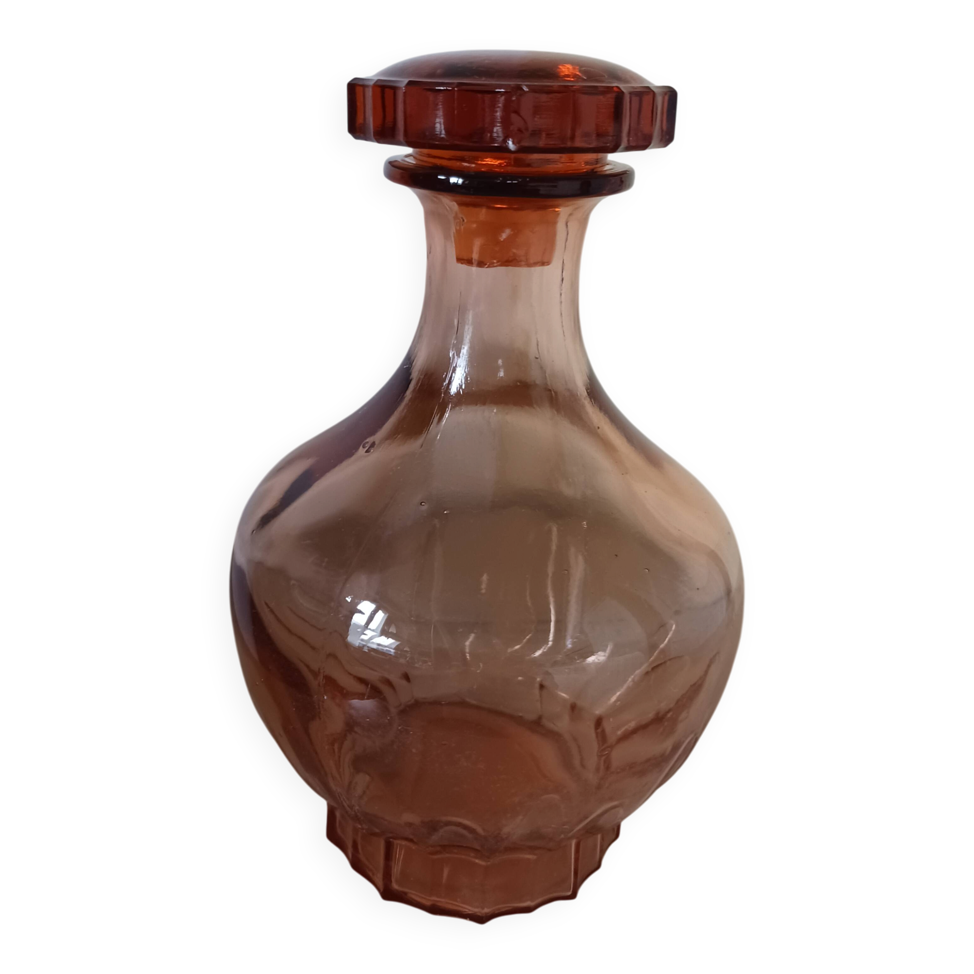 Vintage carafe in powder pink glass.