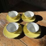 4 tasses à café KG Lunéville jaune