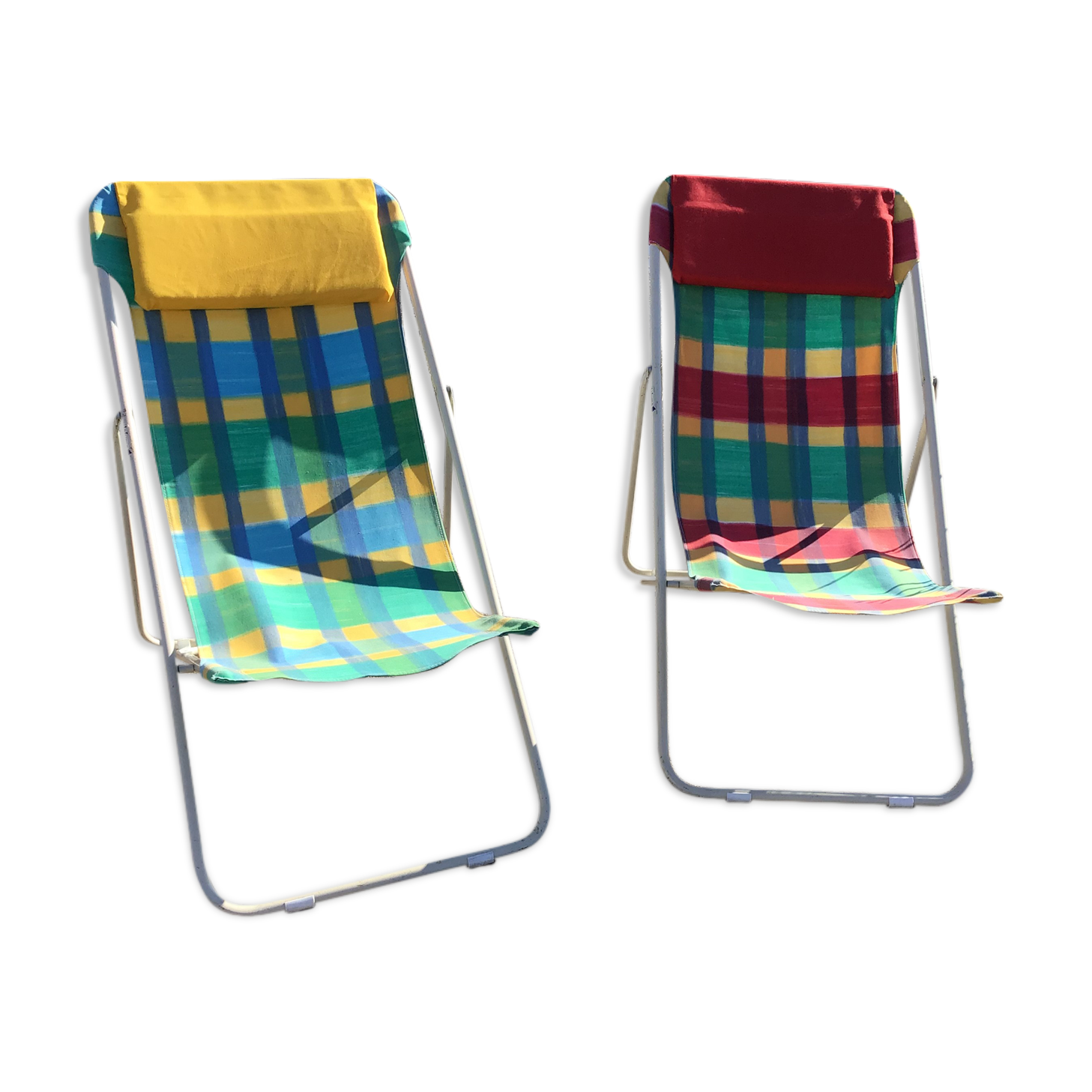 Pair of vintage Lafuma sunbeds