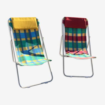 Pair of vintage Lafuma sunbeds