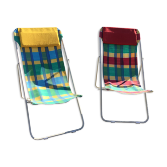 Pair of vintage Lafuma sunbeds