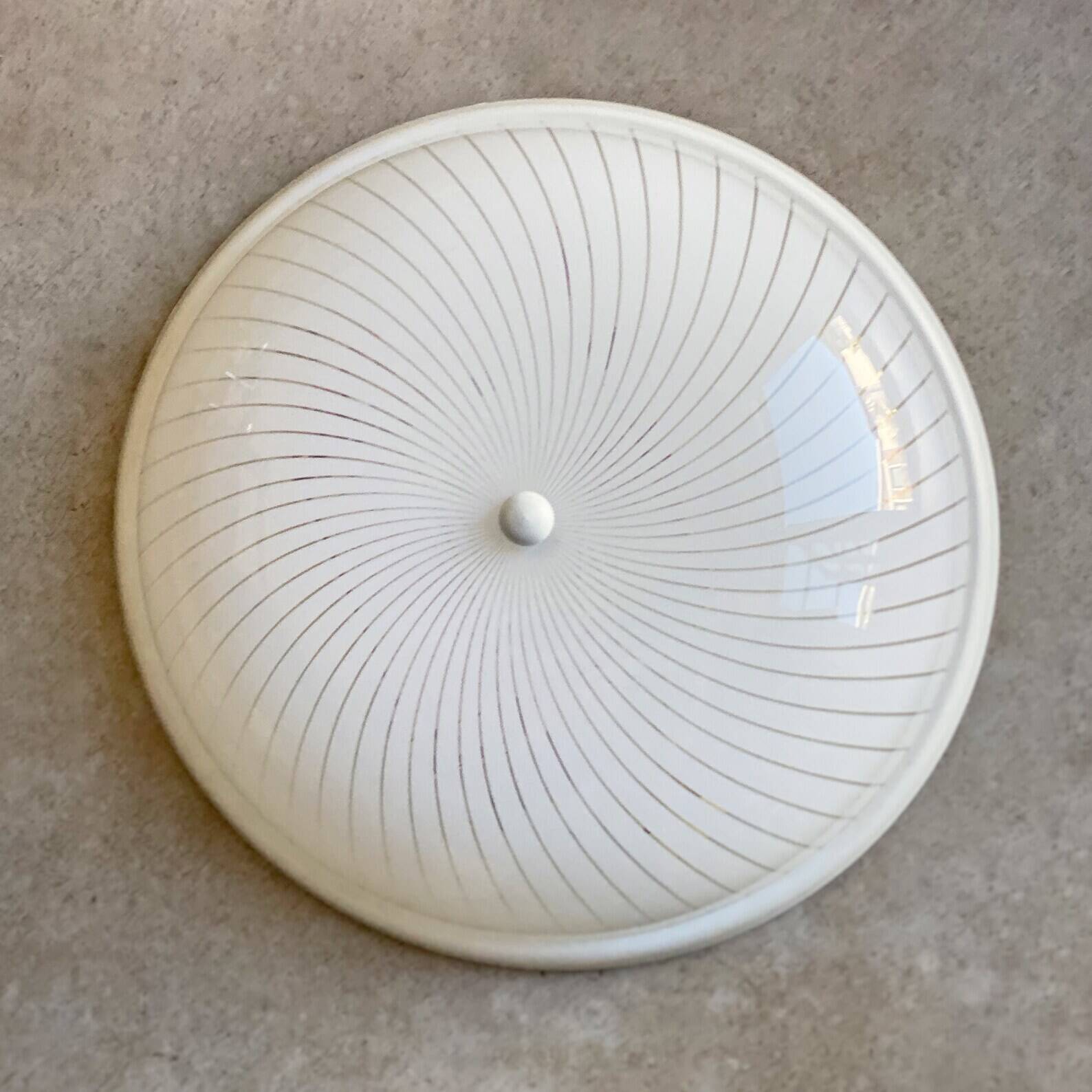 Vintage space age ceiling lamp, plastic striped shade