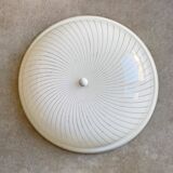Vintage space age ceiling lamp, plastic striped shade